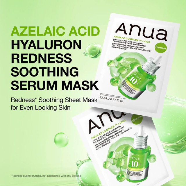 Anua - Azelaic Acid Hyaluron Redness Soothing Serum Mask 23ml. (Pack of 3)