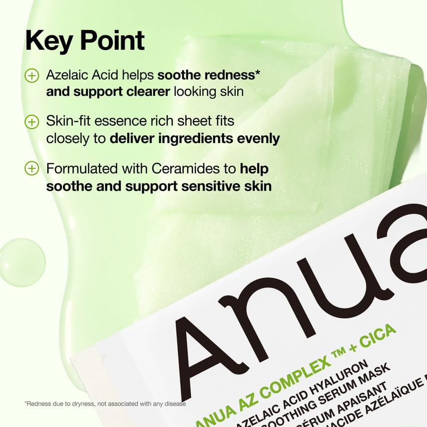 Anua - Azelaic Acid Hyaluron Redness Soothing Serum Mask 23ml. (Pack of 3)