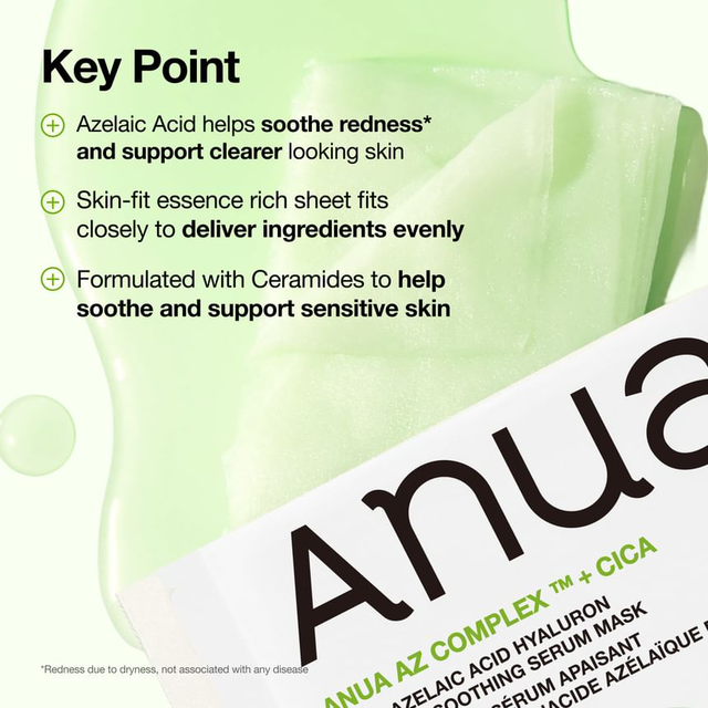 Anua - Azelaic Acid Hyaluron Redness Soothing Serum Mask 23ml. (Pack of 3)