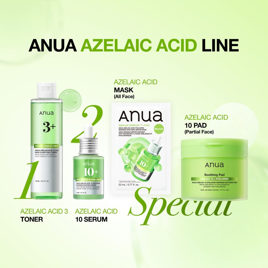 Anua - Azelaic Acid Hyaluron Redness Soothing Serum Mask 23ml. (Pack of 3)