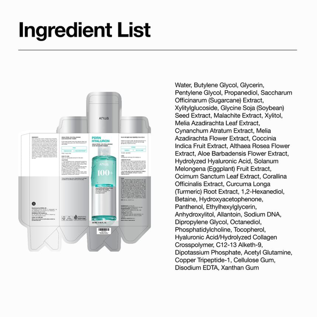 Anua - PDRN 100 Hyaluronic Acid Booster Toner 250ml.
