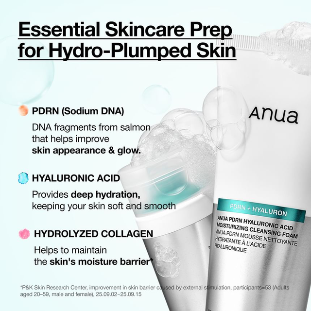 Anua - PDRN Hyaluronic Acid Moisturizing Cleansing Foam 150ml.