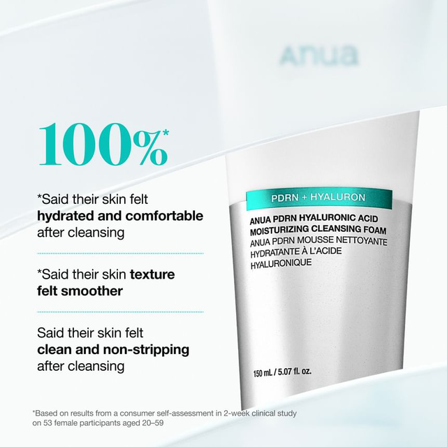 Anua - PDRN Hyaluronic Acid Moisturizing Cleansing Foam 150ml.