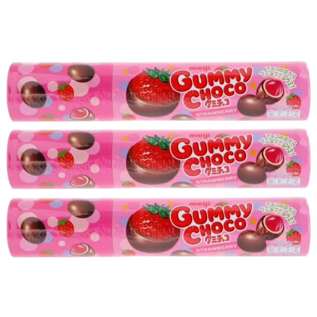 Meiji - Gummy Chocolate Strawberry 50g. (Pack of 3)