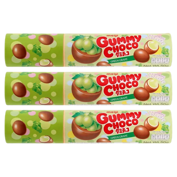 Meiji - Gummy Chocolate Green Grape 50g. (Pack of 3)