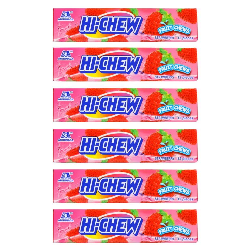 Morinaga - Hi-Chew - Strawberry Chewy Candy Stick 57g. (Pack of 6)