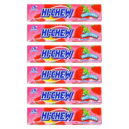 Morinaga - Hi-Chew - Strawberry Chewy Candy Stick 57g. (Pack of 6)