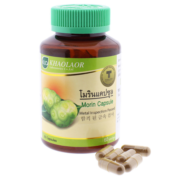 Khaolaor - Morin Capsulem, Spray Dried Morinda Citrifolia Extract Powder, Equivalent and Raw Noni (60 capsules)