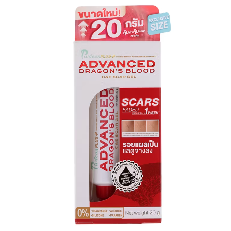 Puricas Plus - Advanced Dragon's Blood C&E Scar Gel, Advanced Formula 20g.