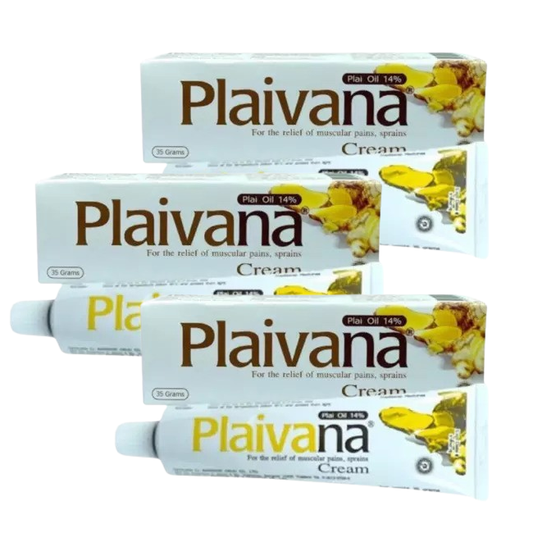 Plaivana - Cream Thai Herbal Plai Oil Natural Relieve Body Aches Rub 35g. (Pack of 3) - Made in Thailand