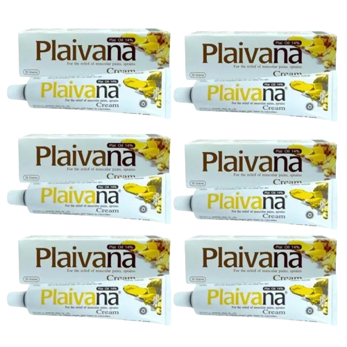 Plaivana - Cream Thai Herbal Plai Oil Natural Relieve Body Aches Rub 35g. (Pack of 6) - Made in Thailand