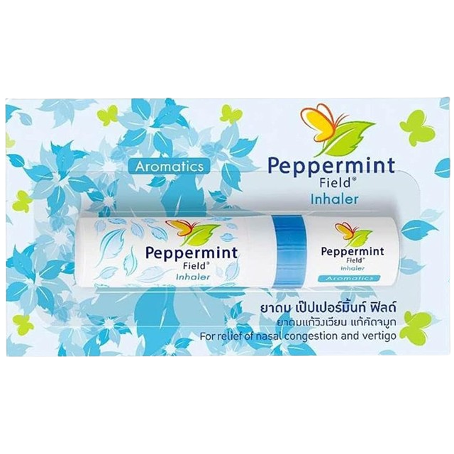 Peppermint Field - Natural Aromatherapy Nasal Inhaler - Peppermint Oil, Menthol, Eucalyptus Oil, Camphor (Pack of 6) - Made in Thailand