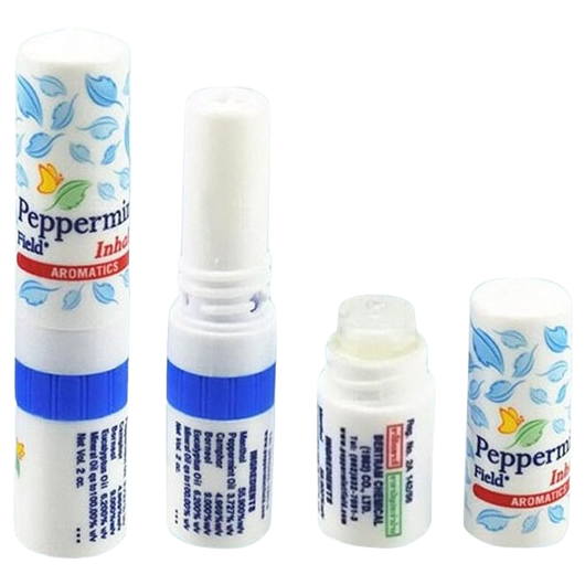 Peppermint Field - Natural Aromatherapy Nasal Inhaler - Peppermint Oil, Menthol, Eucalyptus Oil, Camphor (Pack of 6) - Made in Thailand