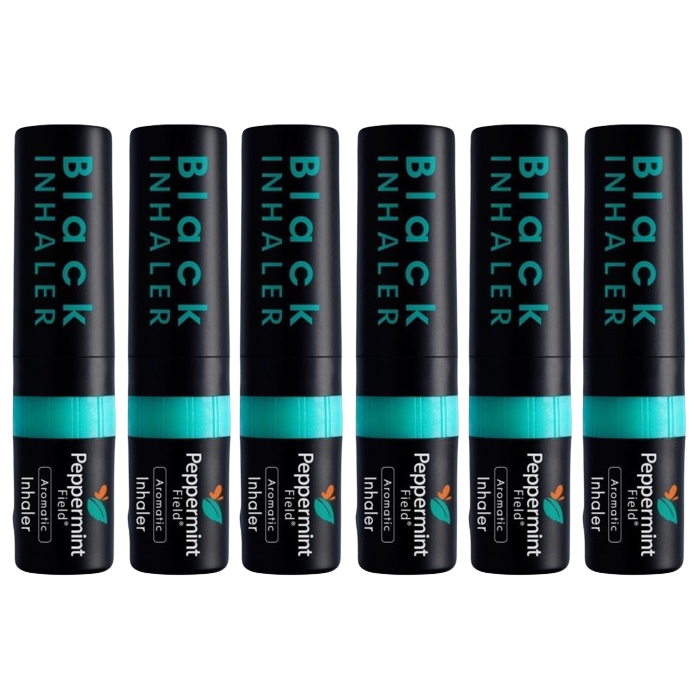 Peppermint Field - Black - Powerful Herbal Inhaler (Pack of 6) - Made in Thailand