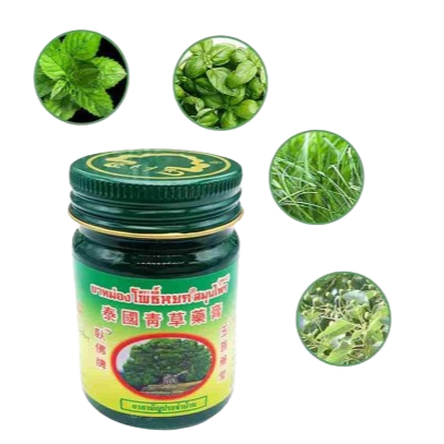 Phoyok - Green Thai Herbal Massage Balm - Formula 2 - Wax Ointment 50g (Pack of 3) - Made in Thailand
