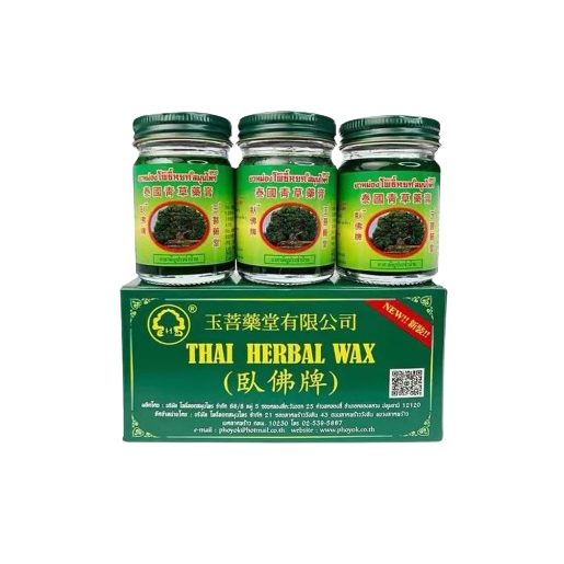 Phoyok - Green Thai Herbal Massage Balm - Formula 2 - Wax Ointment 50g (Pack of 3) - Made in Thailand