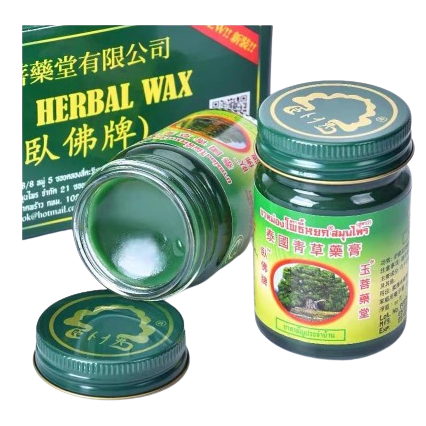 Phoyok - Green Thai Herbal Massage Balm - Formula 2 - Wax Ointment 50g (Pack of 3) - Made in Thailand