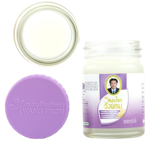 Wang Prom - Purple - Citronella, Eucalyptus Oil, Peppermint, Soft Paraffine and Camphor - Herbal Balm 50 g. (Pack of 3) - Relieve Headaches and Support Better Sleep - Made in Thailand