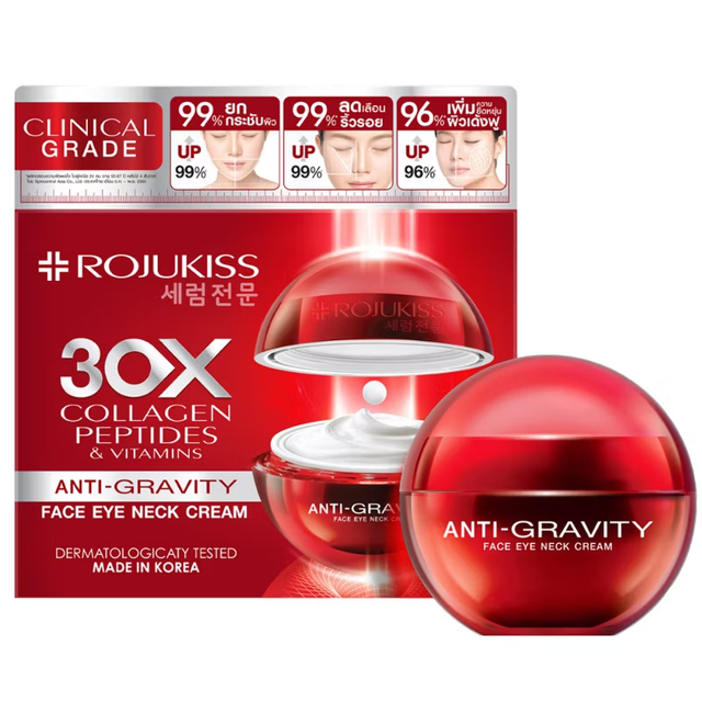 Rojukiss - Anti-Gravity Face Eye Neck Cream 30x Collagen Peptides & Vitamins 30ml.