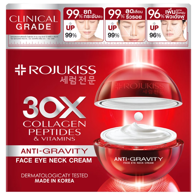 Rojukiss - Anti-Gravity Face Eye Neck Cream 30x Collagen Peptides & Vitamins 30ml.