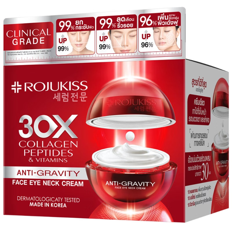 Rojukiss - Anti-Gravity Face Eye Neck Cream 30x Collagen Peptides & Vitamins 30ml.