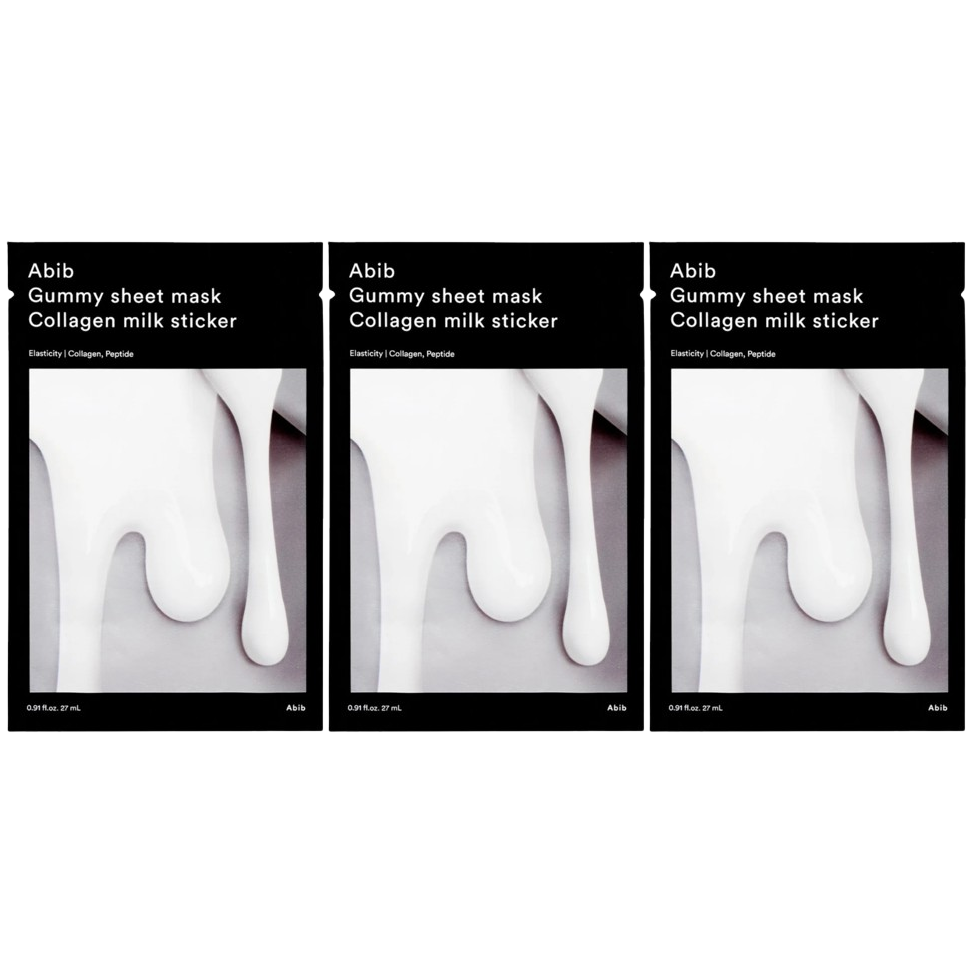 Abib - Gummy Sheet Mask Collagen Milk Sticker 27ml. (Pack of 3)