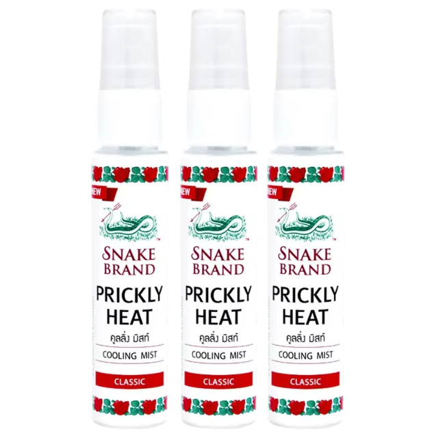 Snake Brand - Cooling Body Mist Spray - Prickly Heat - Classic 30ml. (pack of 3) - Made in Thailand