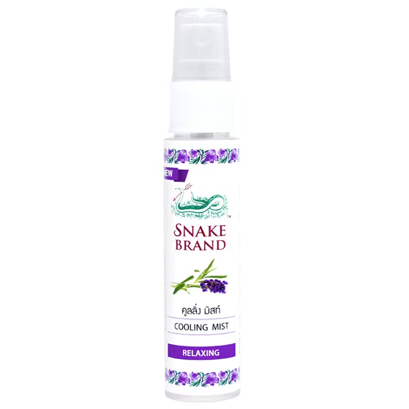 Snake Brand - Cooling Body Mist Spray - Prickly Heat - 1x Classic and 1x Relaxing (Lavender Scent) 30ml. (Pack of 2) - Made in Thailand