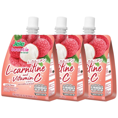 Jele Beautie - Jelly Lychee L-Carnitine and Vitamin C 140g. (Pack of 3)