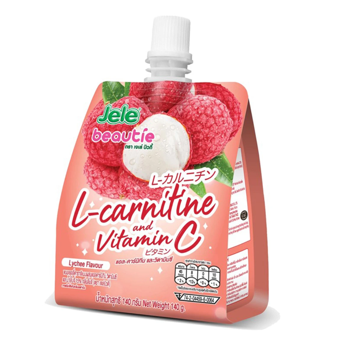 Jele Beautie - Jelly Lychee L-Carnitine and Vitamin C 140g. (Pack of 3)