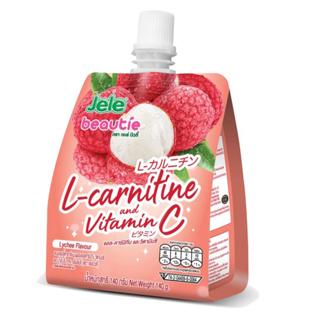 Jele Beautie - Jelly Lychee L-Carnitine and Vitamin C 140g. (Pack of 3)