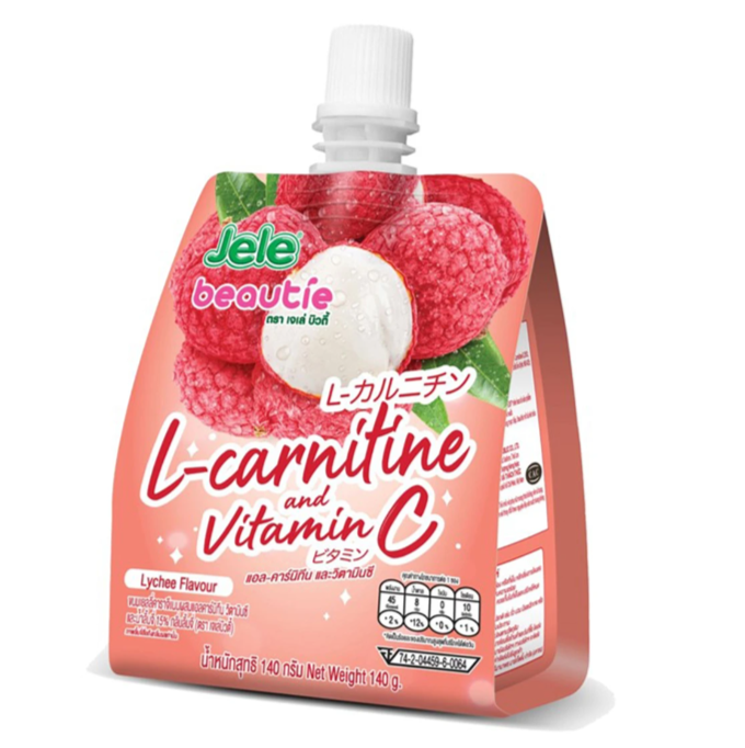 Jele Beautie - Jelly Lychee L-Carnitine and Vitamin C 140g. (Pack of 3)