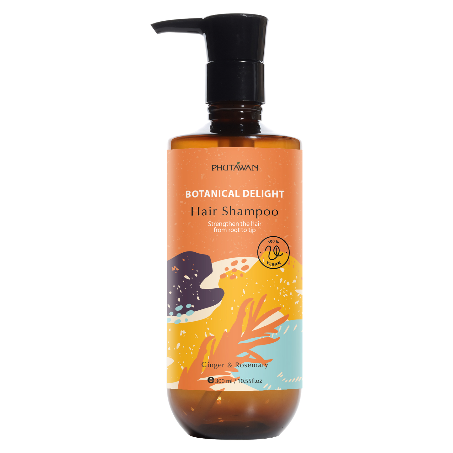 Phutawan - Tropical Botanical Delight Hair Shampoo with Ginger and Rosemary 300ml.