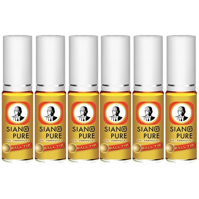 Siang Pure - Balm Oil Formula 1 - Ball Tip 3 ml (Pack of 6) - Made in Thailand