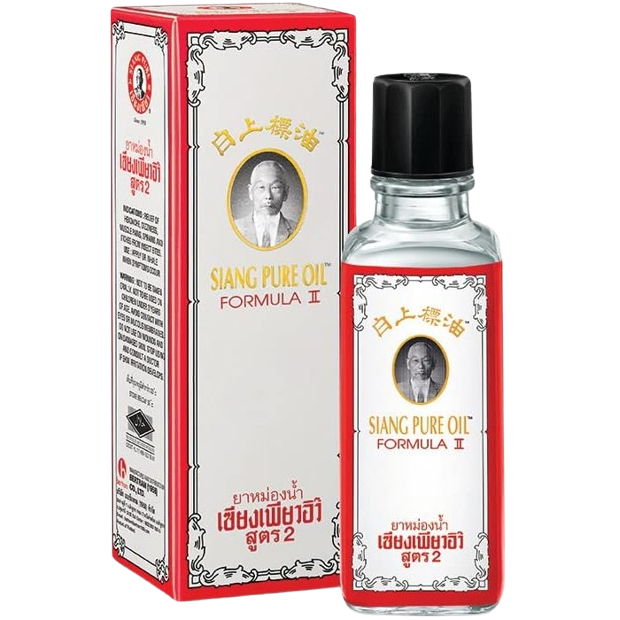Siang Pure - White Oil Formula 2 - Peppermint Menthol Aroma 25ml (Pack of 6) - Made in Thailand