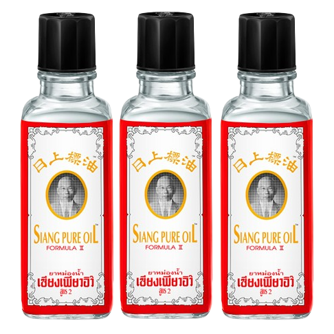 Siang Pure - White Oil Formula 2 - Peppermint Menthol Aroma 25ml (Pack of 3) - Made in Thailand