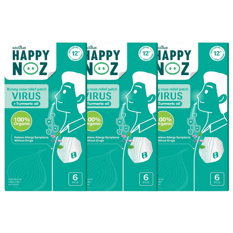 Happy Noz - Adult - Green Fragrance Formula (Pack of 3 x 6 patches)