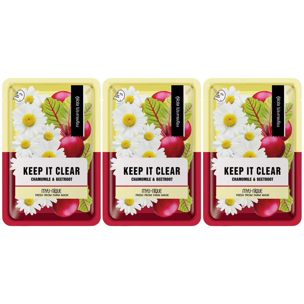 MYU-NIQUE - Fresh From Farm Chamomile & Beetroot Mask 25g. (Pack of 3)