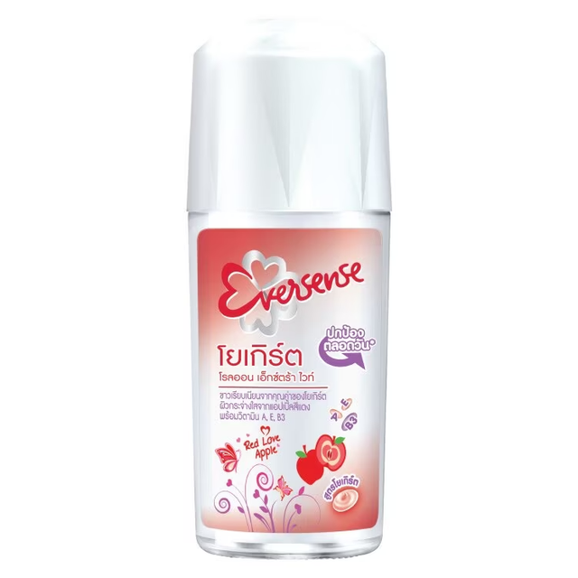 Eversense - Extra White Roll-On Deodorant Yogurt Red Love Apple 45ml. (Pack of 2)