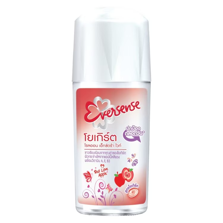 Eversense - Extra White Roll-On Deodorant Yogurt Red Love Apple 45ml. (Pack of 2)