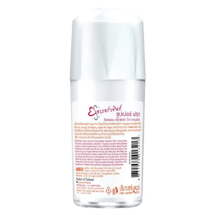 Eversense - Super Fruit Extra White Roll-On Deodorant Grapefruit 45ml. (Pack of 2)