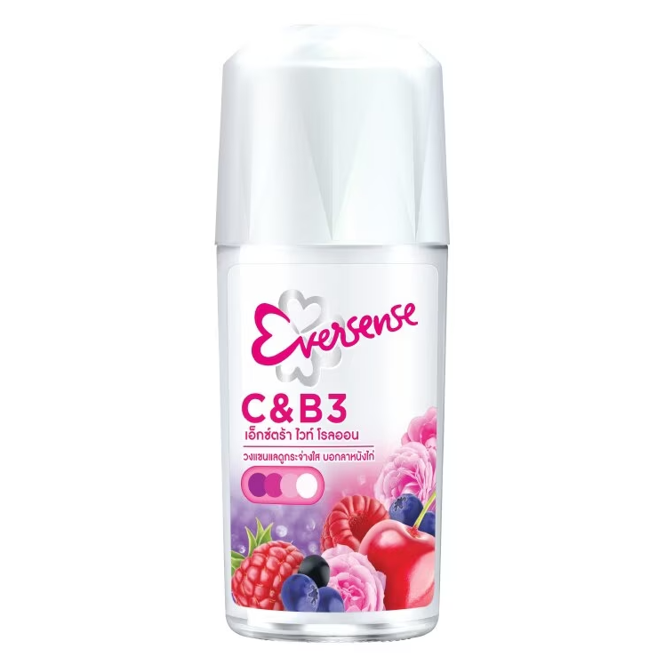 Eversense - Super Fruit Extra White Roll-On Deodorant Mixed Berry 45ml. (Pack of 2)