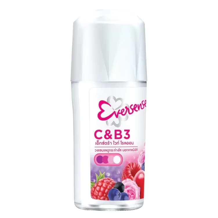 Eversense - Super Fruit Extra White Roll-On Deodorant Mixed Berry 45ml. (Pack of 2)