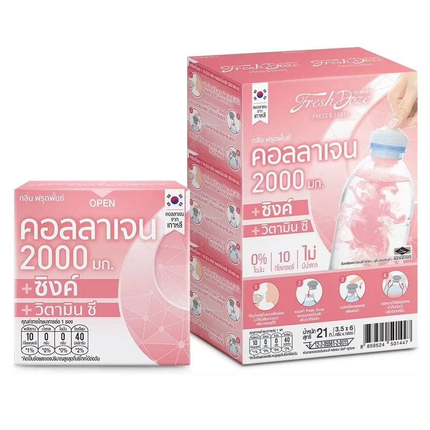 Press & Shake - Collagen Zinc + Vitamin C Fruit Punch Flavor 3.5g. (Pack of 6)