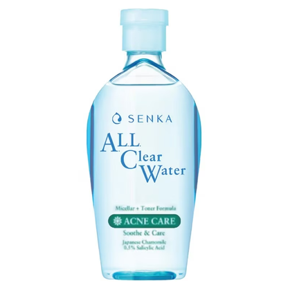 Senka - All Clear Water Micellar + Toner Formula - Acne Care, Soothe & Care 230ml. (Japanese Chamomile & 0.5% Salicylic Acid)