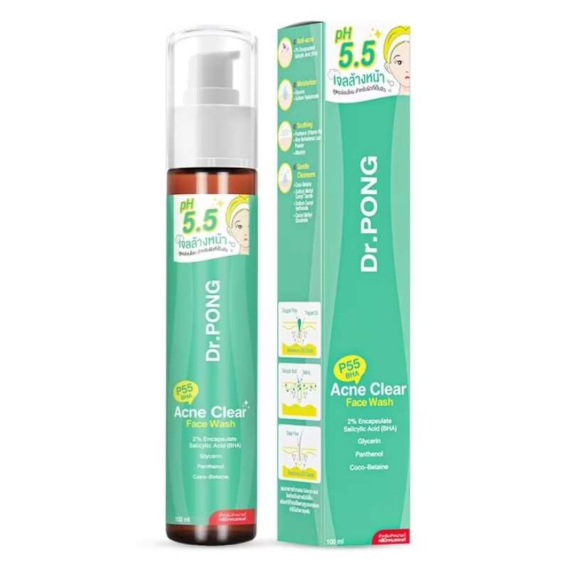 Dr.PONG - P55 BHA Acne Clear Face Wash 100ml.