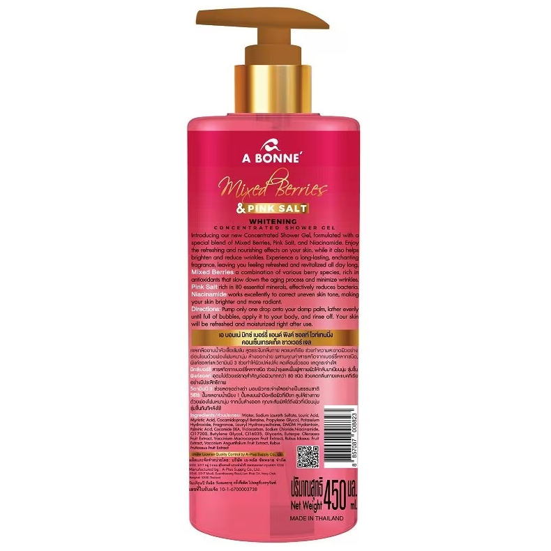 A Bonne' - Mixed Berries & Pink Salt Whitening Concentrated Shower Gel 450ml.