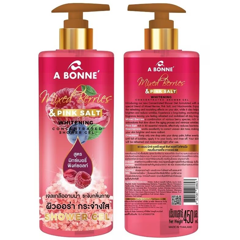 A Bonne' - Mixed Berries & Pink Salt Whitening Concentrated Shower Gel 450ml.