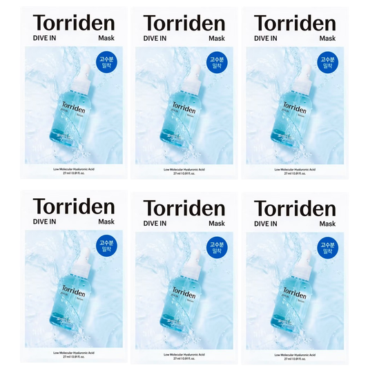 Torriden - Dive In Low Molecule Hyaluronic Acid Mask Sheet 27ml. (Pack of 6)