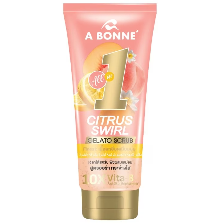 A Bonne' - Citrus Swirl Gelato Scrub Brightening Face Body Scrub Cream Peach Lemon 300g.